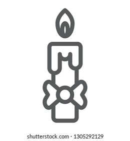 Candle line icon, fire and light, flame sign, vector graphics, a linear pattern on a white background, eps 10.