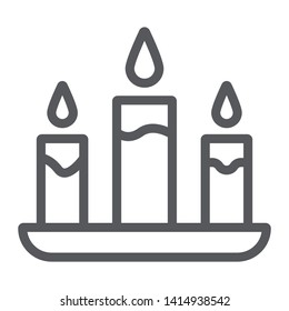 Candle line icon, fire and light, candlelight sign, vector graphics, a linear pattern on a white background, eps 10.