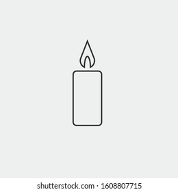 Candle line icon with flame