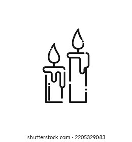 Candle Line Icon - Halloween Elements Icon Vector Illustration.