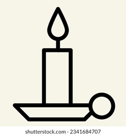 Candle line icon. Holiday candlestick on holder outline style pictogram on white background. New Year or Christmas candle mobile concept web design. Vector graphics.