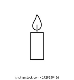 Candle line icon. Light burn outline symbol. Funeral black sign. Death pictogram. Vector illustration isolated on white.