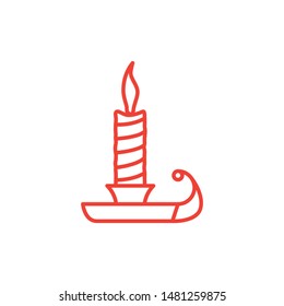 Candle Line Red Icon On White Background. Red Flat Style Vector Illustration.