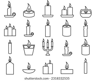 Candle line set icon, logo vector