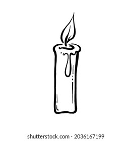 candle Line sketch drawing vector illustration isolated on white background