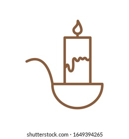 Candle line style icon design, Fire flame candlelight light spirituality burn and decoration theme Vector illustration