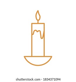 Candle Line Style Icon Design, Fire Flame Candlelight Light Spirituality Burn And Decoration Theme Vector Illustration