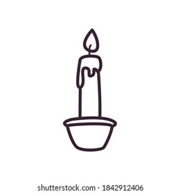 Candle line style icon design, Fire flame candlelight light spirituality burn and decoration theme Vector illustration