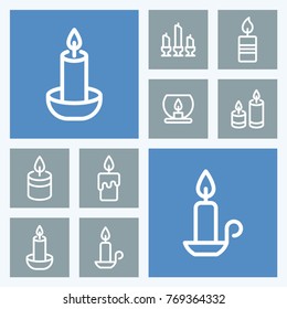 Candle line vector icons. Memorial and light symbol.
