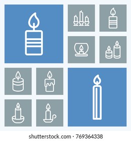 Candle line vector icons. Memorial and light symbol.