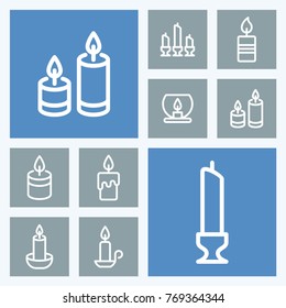Candle line vector icons. Memorial and light symbol.