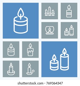 Candle line vector icons. Memorial and light symbol.