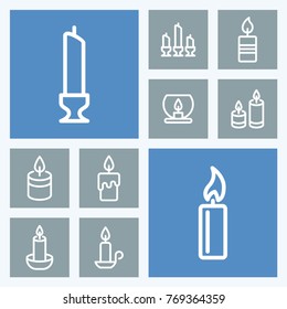 Candle line vector icons. Memorial and light symbol.