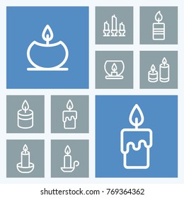 Candle line vector icons. Memorial and light symbol.