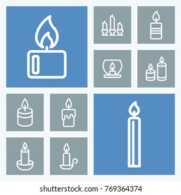 Candle line vector icons. Memorial and light symbol.
