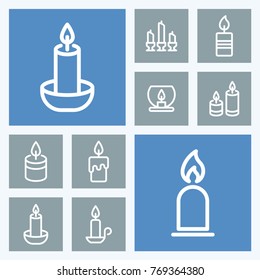 Candle line vector icons. Memorial and light symbol.