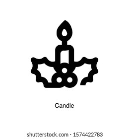 Candle linear icon vector on white background. X-mas black icon illustration.