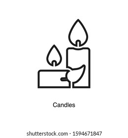 Candle linear icon vector on white background. Black icon illustration