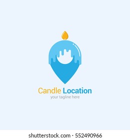 Candle Location Logo Design Template. Flat Style