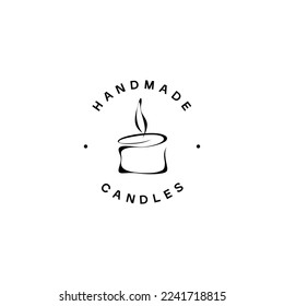 Candle logo. Aroma candle in a jar. Vector hand-drawn illustration in doodle style. Design element for logo handmade candles and other design