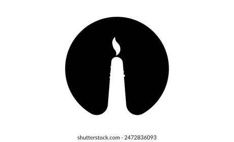 Candle logo, black isolated silhouette