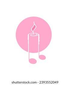 logo de la vela con fuego quemado en el concepto de diseño plano color rosa