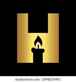  Candle Logo combine with letter H vector template