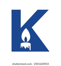 Candle Logo combine with letter K vector template