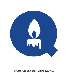 Candle Logo combine with letter Q vector template