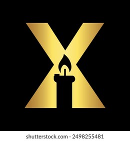  Candle Logo combine with letter X vector template
