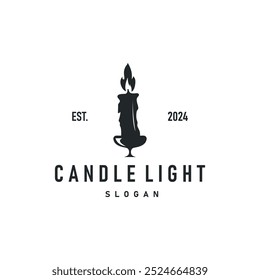 candle logo design concept template illustration simple traditional candle light