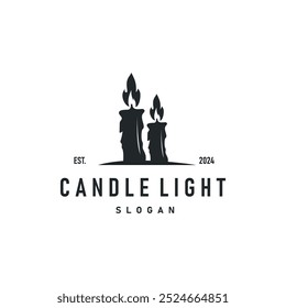 candle logo design concept template illustration simple traditional candle light