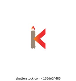 Candle logo design and letter k blend, Design icon template elements. Vector Logo Illustration. Unique modern elegant luxurious artistic. eps 10 editabl