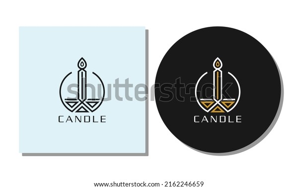 Candle logo design
with lines and
triangles
