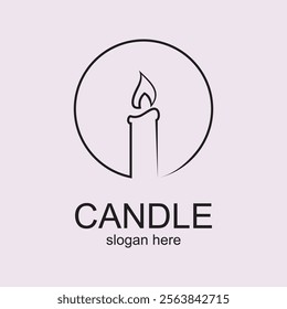 Candle logo design simple concept Premium Vector