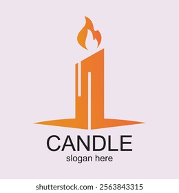 Candle logo design simple concept Premium Vector