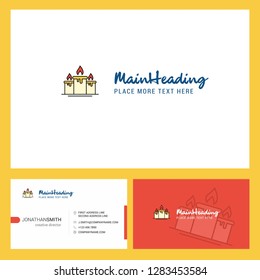 Candle Logo design with Tagline & Front and Back Busienss Card Template. Vector Creative Design