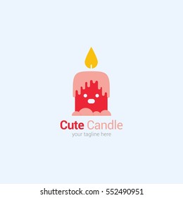 Candle Logo Design Template. Flat Style