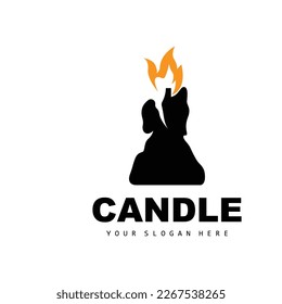 Logo de velas, elegante diseño romántico de velas, vector tradicional de velas de spa