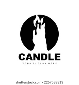 Candle Logo, Elegant Romantic Candle Light Dinner Flame Light Design, Traditional Spa Candle Vector
