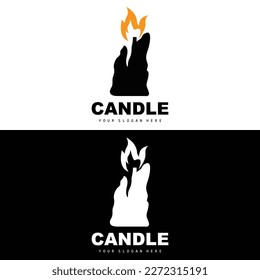 Candle Logo, Elegant Romantic Candle Light Dinner Flame Light Design, Traditional Spa Candle Vector