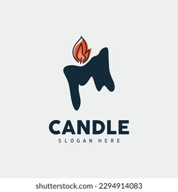 Candle Logo, Elegant Romantic Candle Light Dinner Flame Light Design, Traditional Spa Candle Vector