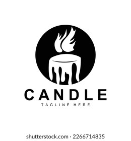 Candle Logo, Flame Lighting Design, Burning luxury Vector, Illustration Template Icon