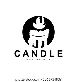 Logo de velas, diseño de iluminación de llama, vector de lujo en llamas, icono de plantilla de ilustración