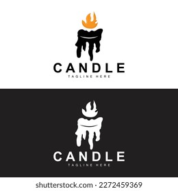 Candle Logo, Flame Lighting Design, Burning luxury Vector, Illustration Template Icon