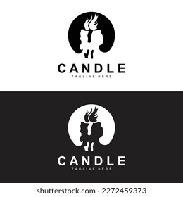 Candle Logo, Flame Lighting Design, Burning luxury Vector, Illustration Template Icon