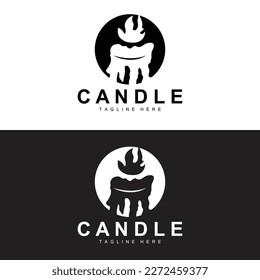 Logo de velas, diseño de iluminación de llama, vector de lujo en llamas, icono de plantilla de ilustración