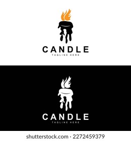 Logo de velas, diseño de iluminación de llama, vector de lujo en llamas, icono de plantilla de ilustración