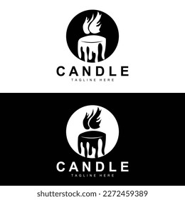 Logo de velas, diseño de iluminación de llama, vector de lujo en llamas, icono de plantilla de ilustración