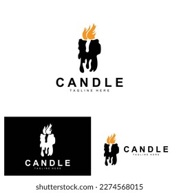 Candle Logo, Flame Lighting Design, Burning luxury Vector, Illustration Template Icon